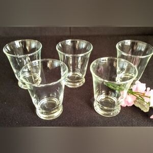1950s Juice Glasses - Weighted Rounded Glass Bases - Set of 5